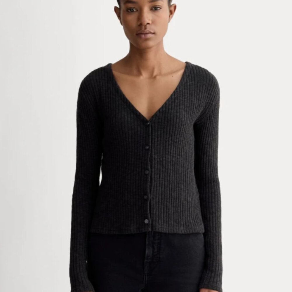 Everlane Cozy Rib Cardigan Black Size M
